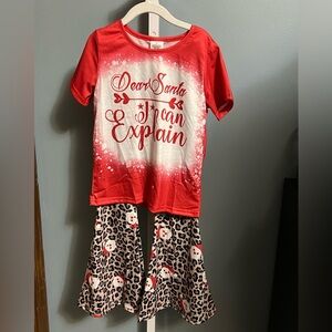 Dear Santa I can explain Red Short Sleeve Shirt with Santa Leopard Print Pants